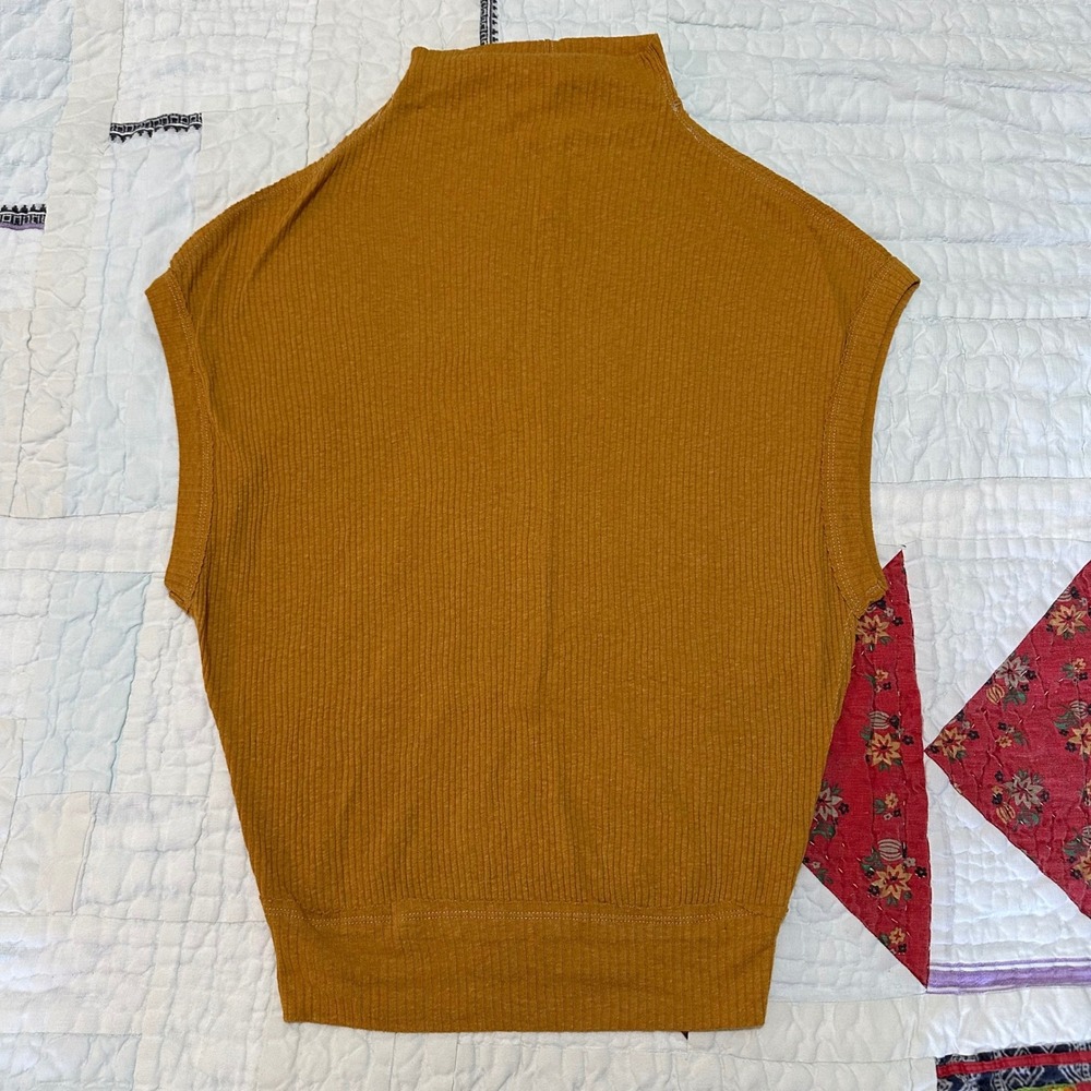 We The Free Mock Neck Sleeveless Ribbed Top Mustard Yellow XS